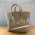 happy price 大きめパラフィン帆布トートバッグ　革持ち手　be