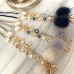 秋冬限定★選べる3色★アシンメトリービーズ連とふわふわミンクファーの2wayマスクストラップ
