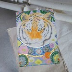 シベリアトラとアイスランドポピー　イラストカード