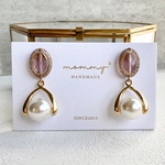mauve pink×pearl 大ぶりピアス/イヤリング