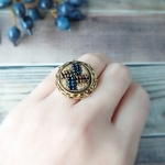 ヴィンテージ　刺繍ボタンの リング【フリーサイズ】 