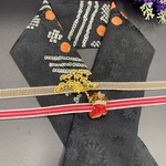 【クリスマス企画】0687半襟&帯留め付き帯締め5点セット✨帯留め・帯締め×2