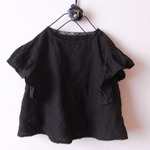 再販　LINEN フリルチュニック *ブラック*　size 80