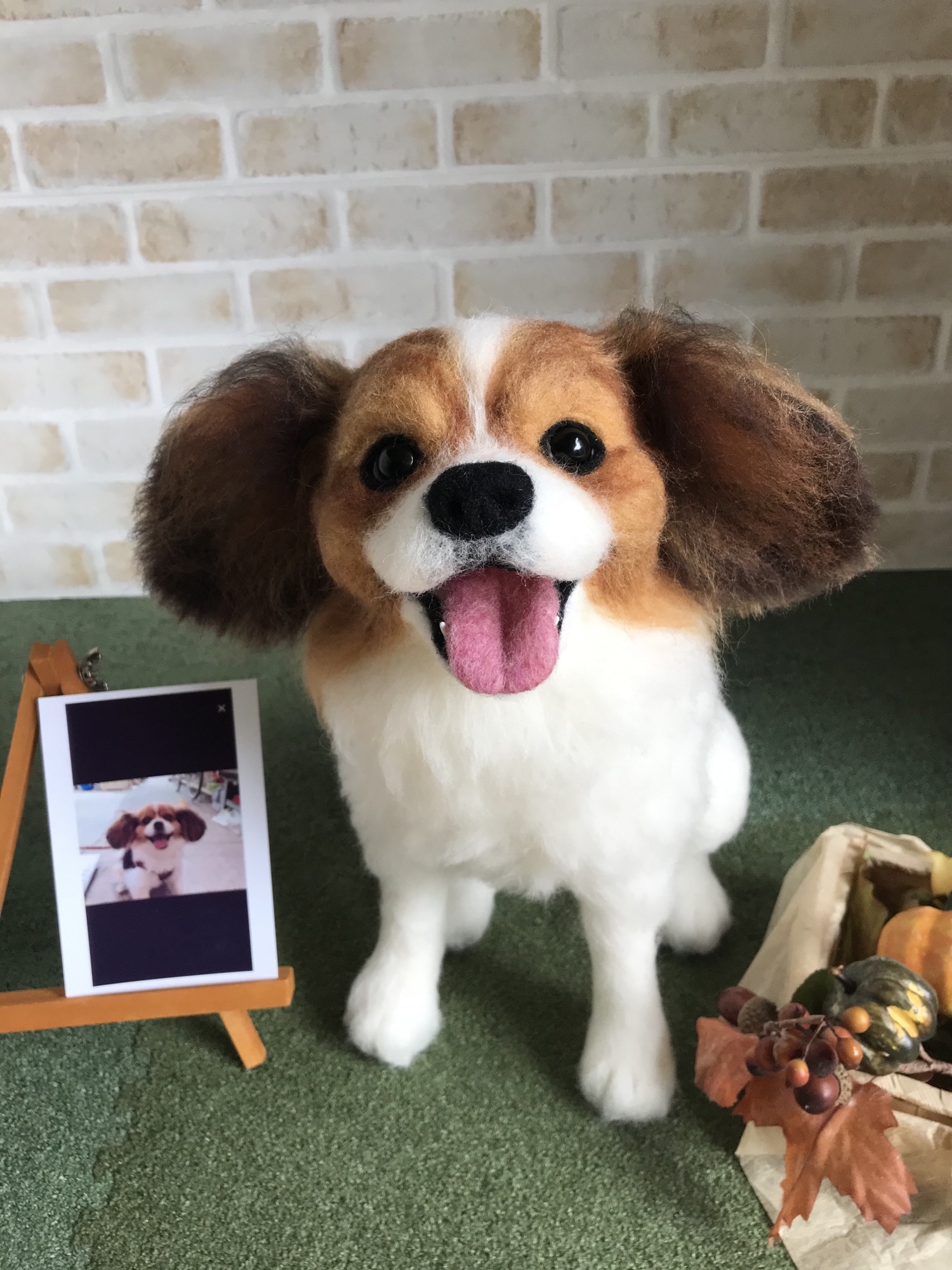 羊毛フェルト　キャバリア　犬 いつでも一緒♪ おすわりキャバリア 犬のぬいぐるみ 羊毛フェルト mofu
