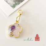 天然石⭐︎細石⭐︎レジン　お花チャーム⭐︎ マスクチャーム⭐︎ ネックレス　（アメジスト/ローズクォーツ）