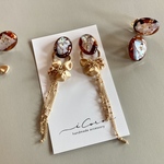 shell×clearbrown♢2way earring or pierce