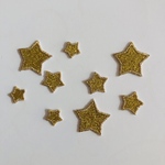【ワッペン】クリスマス☆星ワッペン（ゴールド）大・中・小サイズ9枚★アイロン接着可きらりぼん