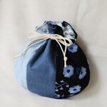 丸○巾着ポーチ✻お花刺繍生地