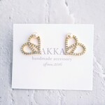 18kgp◆ハートとパールのビジューイヤリング　　　　　　　　　　　樹脂ピアス樹脂イヤリング金属アレルギー一粒大ぶり大人シンプル可愛い韓国