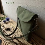 シンプルサコッシュ　カーキ帆布