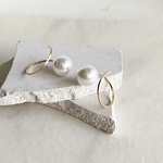 3way  Round  パール　フープ　ピアス　14kgf