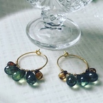 しずく形ガラス玉のフープピアス　グリーン