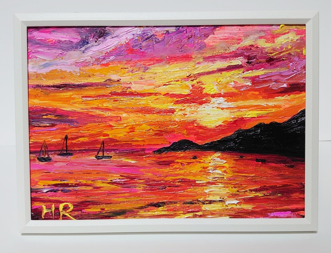 油絵「朝日」 油絵 8号 林 恵造 朝日山麓 真作 - メルカリ