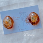 新作♡*べっ甲 ×淡水パール×ドライフラワー レジン イヤリング ピアス