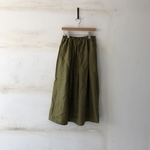 【冬SALE】タックスカート　厚手リネン25番手　OLIVE