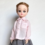 リカ、ジェニー兼用角襟シャツ　22cmドール  27cmドール ブライス　バービー　ドール服　アウトフィット