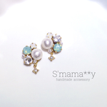 ▷＊パシフィックオパール＊スワロフスキージルコニアピアス ※金具の変更可※