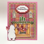 クリスマスカード 「FIRESIDE TRIMMINGS」クリスマス クマ プレゼント キャンドル 暖炉 靴下 ひいらぎ チェック ツリー 星 stampinup  スタンピンアップ