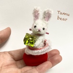 ミニチュア モールアート サンタ靴のチビうさぎちゃん テディベア モールベア Tamubear
