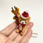 ミニチュア モールアート クリスマスのチビくまちゃん モールベア テディベア Tamubear