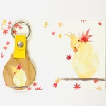 もみじとオカメインコの木製キーホルダー♪