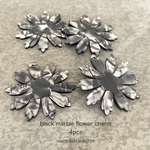 4pcs★black marble flower charm（アクリル マーブル チャーム)