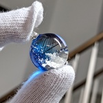 空玉　ブルー　雲海ver【球体　レジン　ネックレス　キーホルダー】