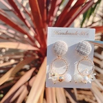 ツイードカボションピアス…No114-WH…