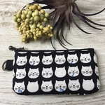 スリムリップポーチ 猫いっぱい ブラック