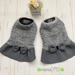 犬服🎀グレーニットボアワンピース