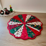 【ご予約品】クリスマス お花型 パッチワーク キルト タペストリー