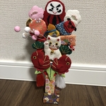 お正月　ミニ羽子板　飾り　つまみ細工　押し絵　きりほり