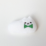 SALE★送料込＜フェルトブローチ_みーこ_リボン_緑＞
