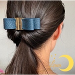 【送料無料】♡レザーリボンバレッタ♡大人可愛い❤︎リアルレザーのヘアアクセサリー
