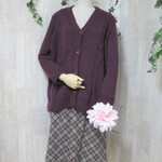 ウール100％　手編みで高品質のカーディガン とても大きなサイズKS108