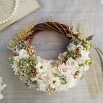 Lune Bonheur＜vert origan ＞＊受注制作＊ハーフムーンリース＊プリザーブドフラワー＊お花＊ギフト＊結婚祝い＊新築祝い＊お誕生日祝い＊クリスマスリース＊お正月