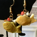 ミニチュア 生クリーム入り洋風たい焼き あんこと抹茶 ピアス or ストラップ