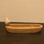 エナガの乗った栗の小物入れ