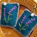 秋田みなみ農園より＊ラベンダー手刺繍サシェ・深緑＊