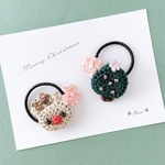 小さなクリスマスヘアゴム　2個　黒ゴム3cm 