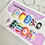 カラフル　お花　ちぐはぐ　ぷっくり　個性派　ハート　ネイルチップ