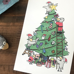 『ハシビロたちのたのしい飾り付け🎄』イラストカード