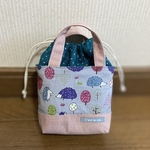 ＊飴ちゃんミニトート＊　おにぎり入れ　おやつ袋　ハリネズミ　グレー