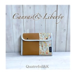 ご予約品★ワイド型　LIBERTY＆CANVAS　キャンバス母子手帳ケース　１１号帆布