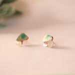 (受注制作）有田焼 陶片 x 金継ぎ ピアス イヤリング （モルガナイト、シェル)