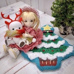🎄クリスマスツリーのラグ【ドール用ミニサイズ】ビビット