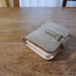 二つ折りミニ財布　イタリアンレザー  アラスカ　グレー