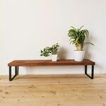 無垢材とアイアンのシェルフ ブラウン Mサイズ 80cm リビング 玄関 クリスマス 模様替え 無垢材 植物置き 靴置き