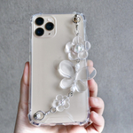 113. キーリングハンガー　スマホケース　iPhoneケース　ストラップ　全機種　スマホチェーン　スマホリング　キーリング　キーリングチェーン　フラワー　花　バタフライ　クリア