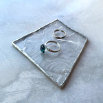 ステンドグラスのミニプレート・波紋模様の透明ガラス
